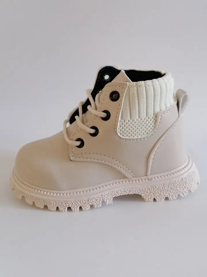 Kids Leather Chelsea Boots Waterproof Children Sneakers Beige Toddler Snow Boots Girl Winter Shoe Boy