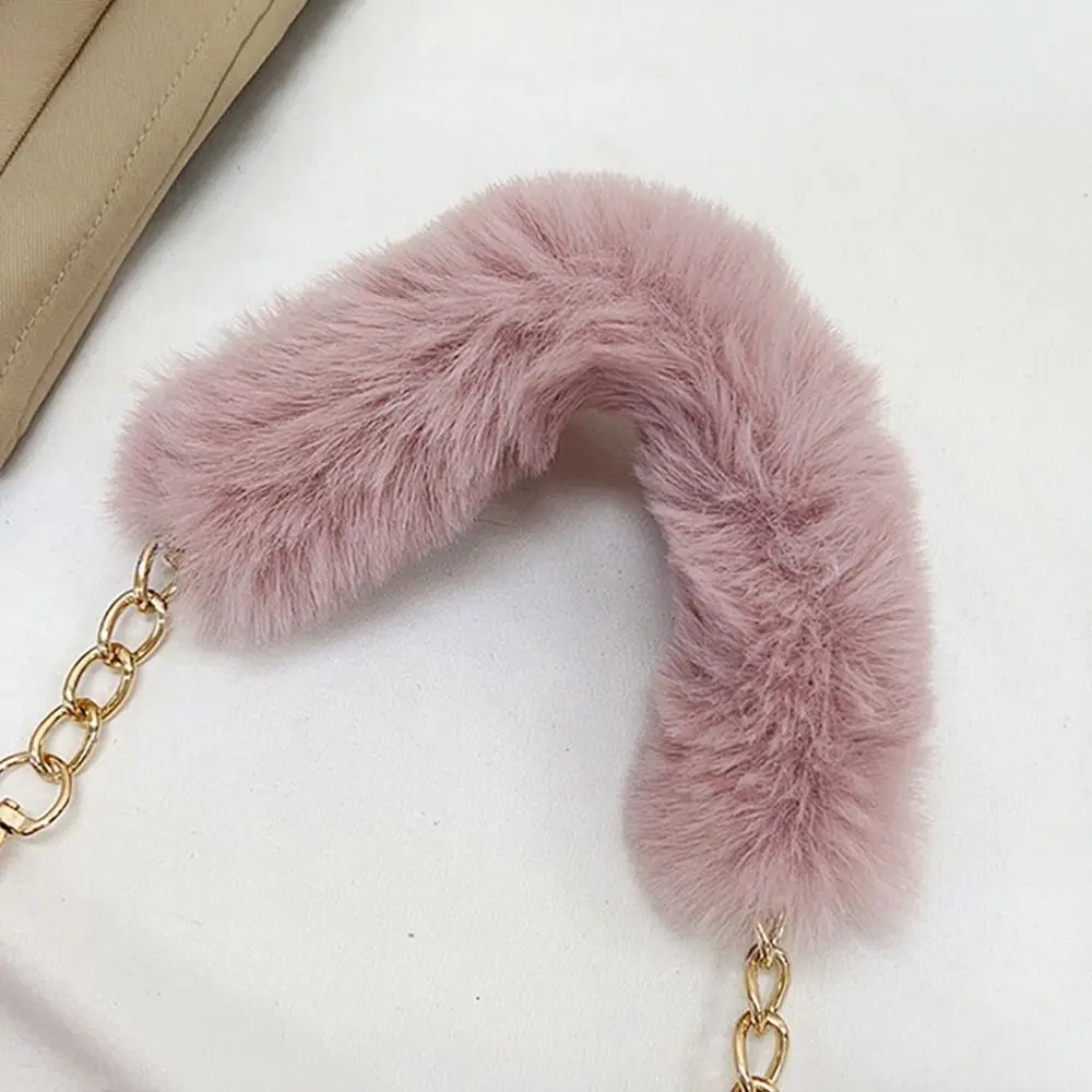 Fashion Women Fluffy Shoulder Bags Female Winter Chain Underarm Bag Solid Color Handbag Soft Plush Handle Bag
