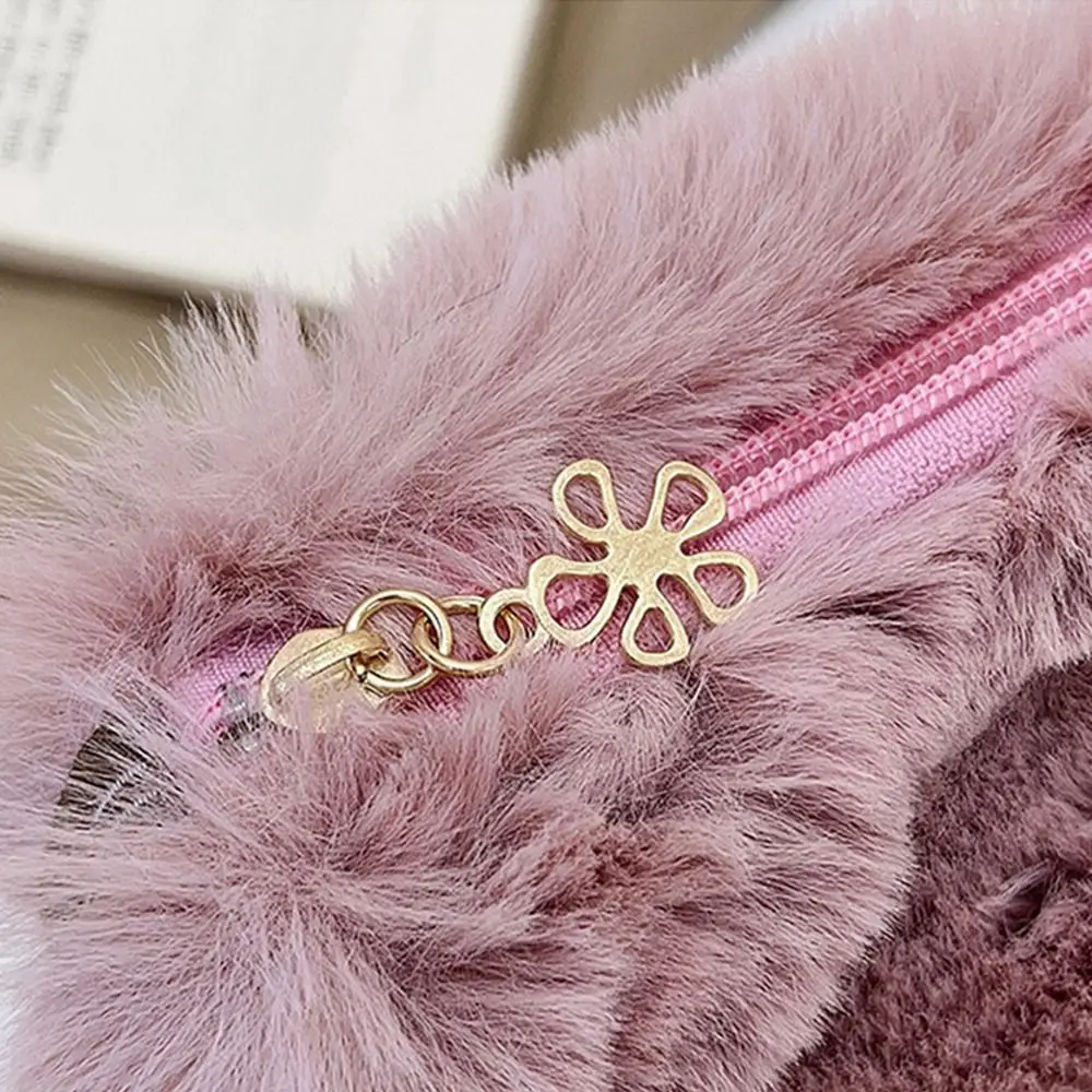 Fashion Women Fluffy Shoulder Bags Female Winter Chain Underarm Bag Solid Color Handbag Soft Plush Handle Bag
