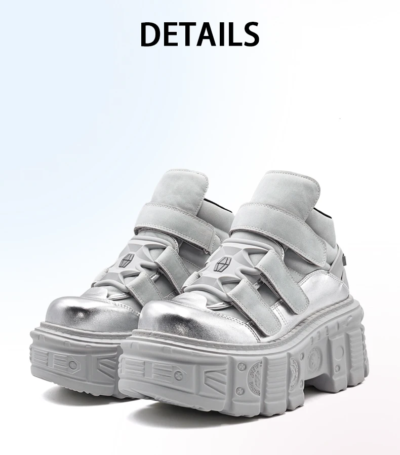 Ankle Rock Boots 2025  Woman Sneakers New Punk Style Women Shoes Gothic Lace-up Heel Height Platform Shoes