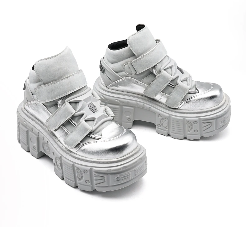 Ankle Rock Boots 2025  Woman Sneakers New Punk Style Women Shoes Gothic Lace-up Heel Height Platform Shoes