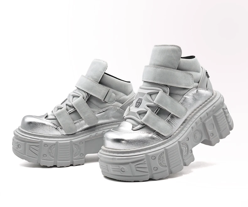 Ankle Rock Boots 2025  Woman Sneakers New Punk Style Women Shoes Gothic Lace-up Heel Height Platform Shoes