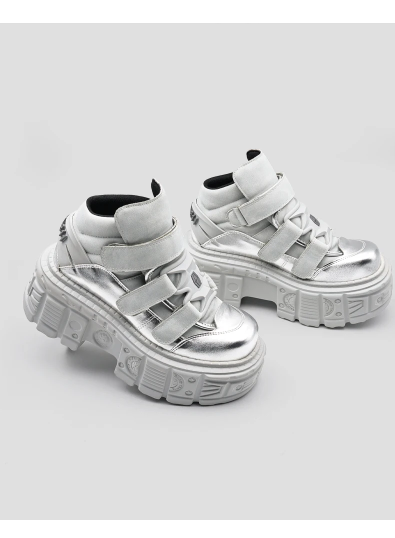 Ankle Rock Boots 2025  Woman Sneakers New Punk Style Women Shoes Gothic Lace-up Heel Height Platform Shoes