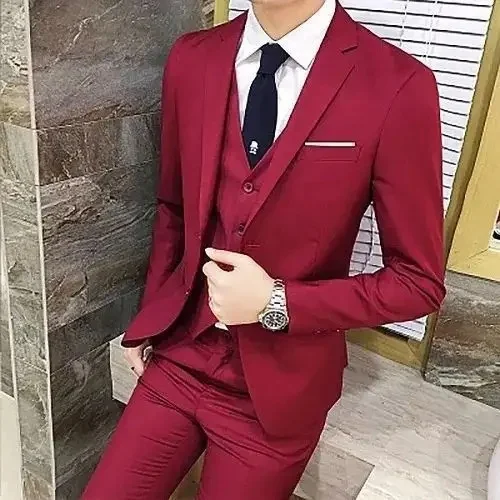 Wine Red (suit + suit pants + shirt + bow tie)