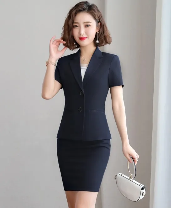 Navy coat and skirt